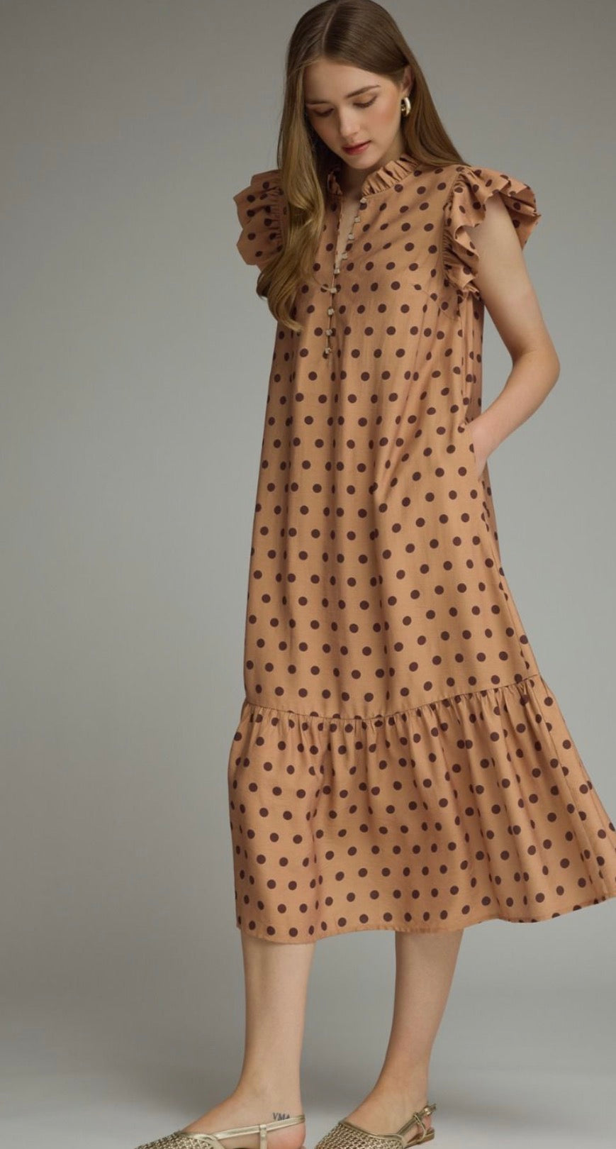 Camel dot dress