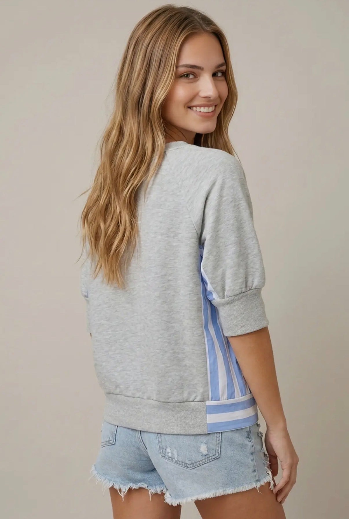 Heather grey stripe top