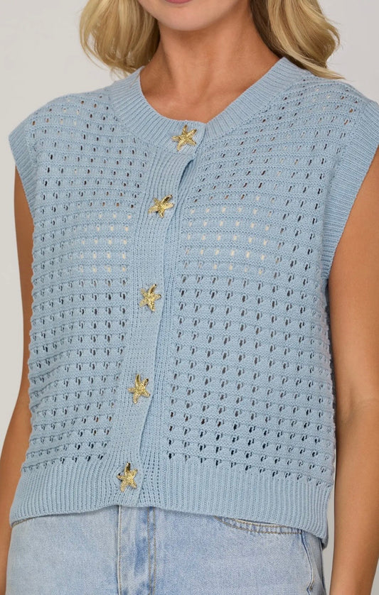 Light blue shell sweater vest