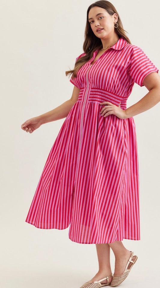 Red/pink zip curvy dress