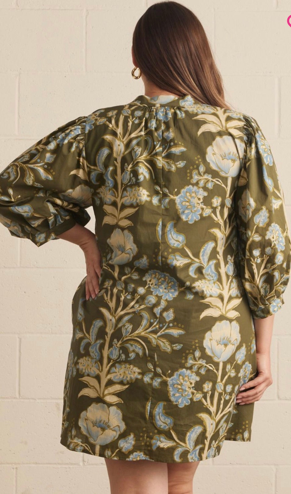 Curvy olive floral dress