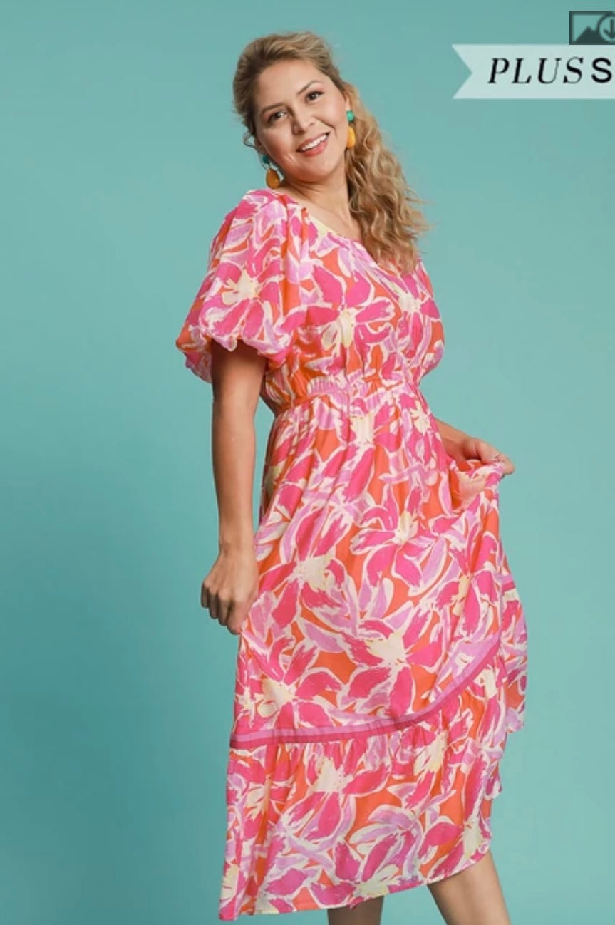 Magenta mix curvy dress