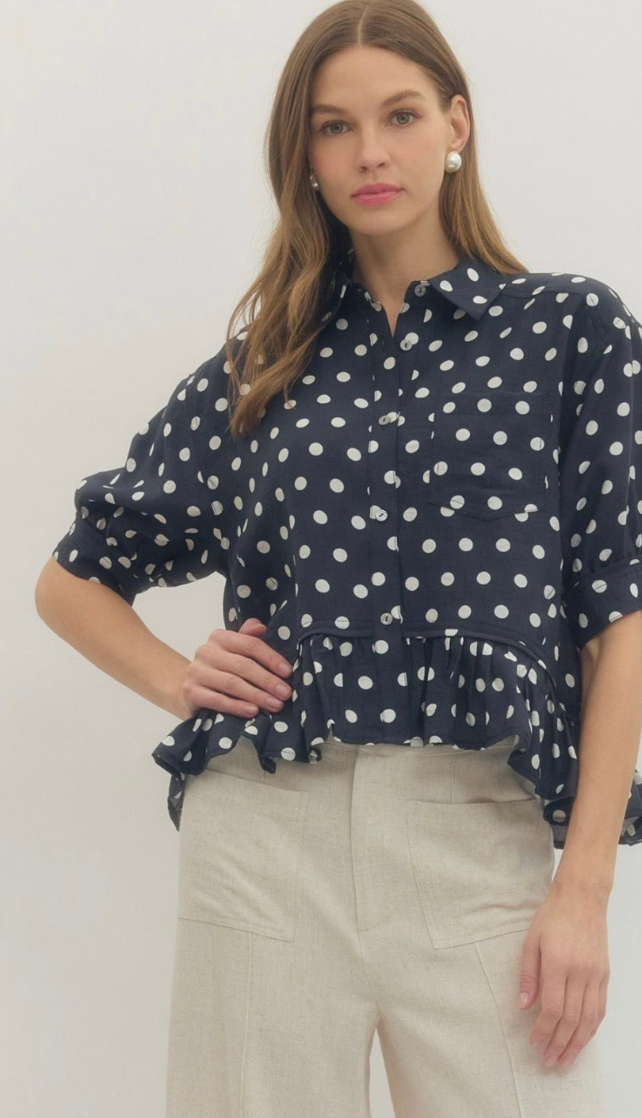 Navy dot blouse