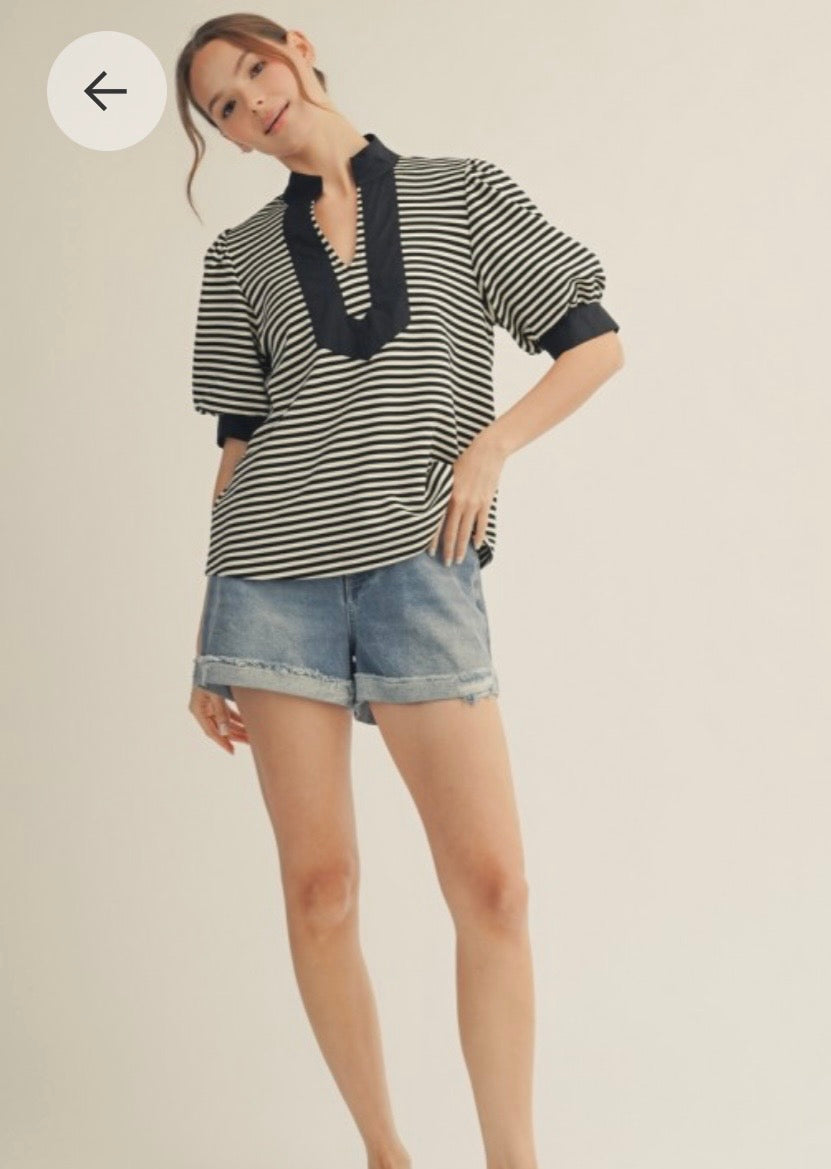 Carol black stripe top