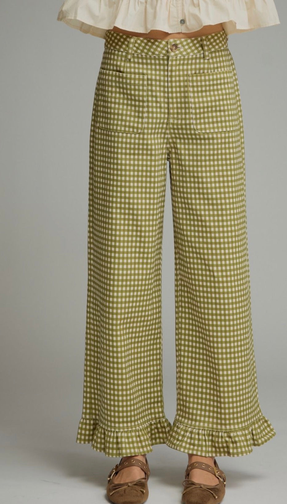 Olive gingham pants