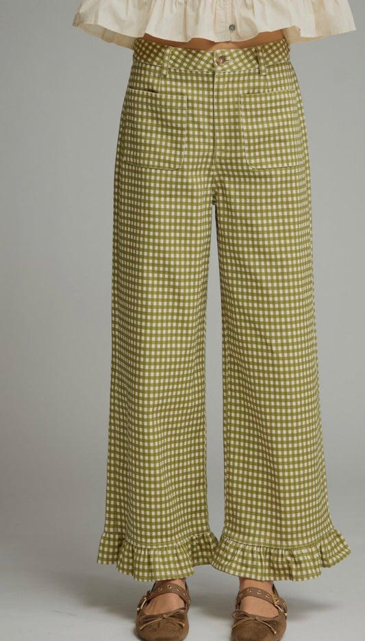 Olive gingham pants