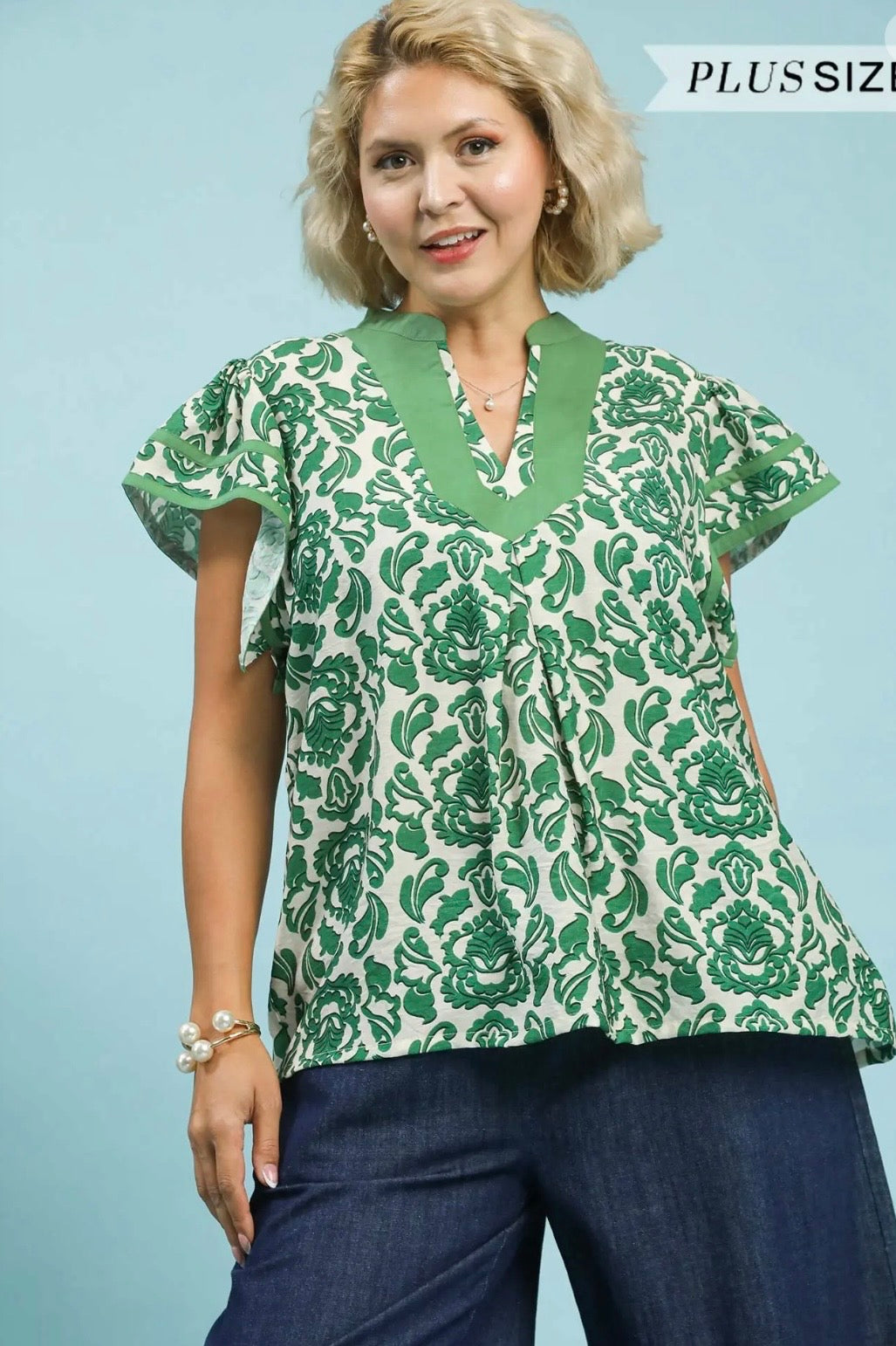 Green floral top