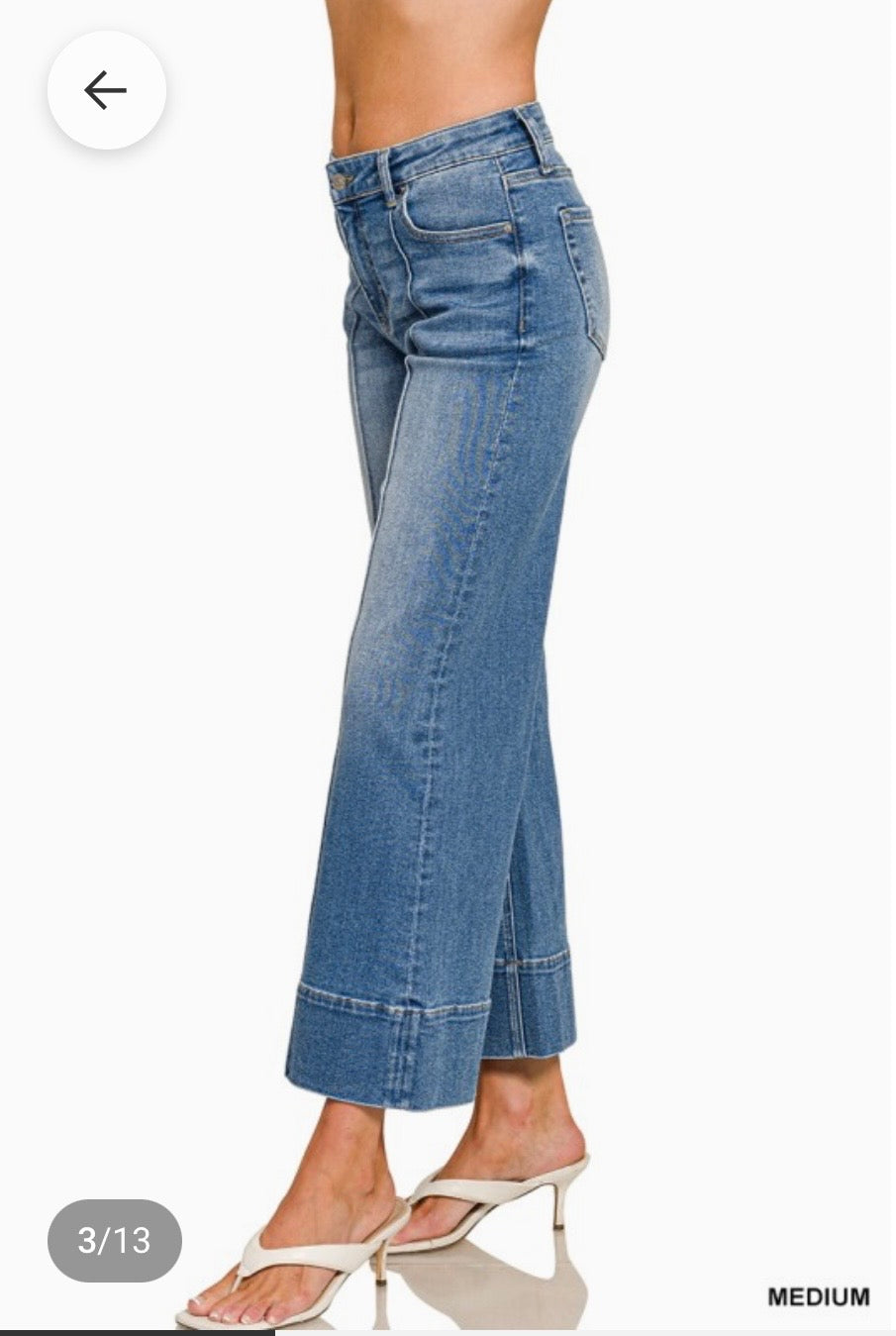 Zenana cropped wide leg pintuck