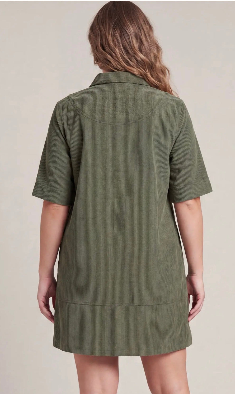 Curvy olive corduroy dress