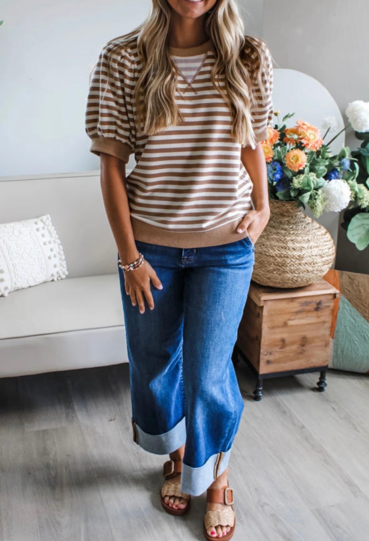 Brown stripe top
