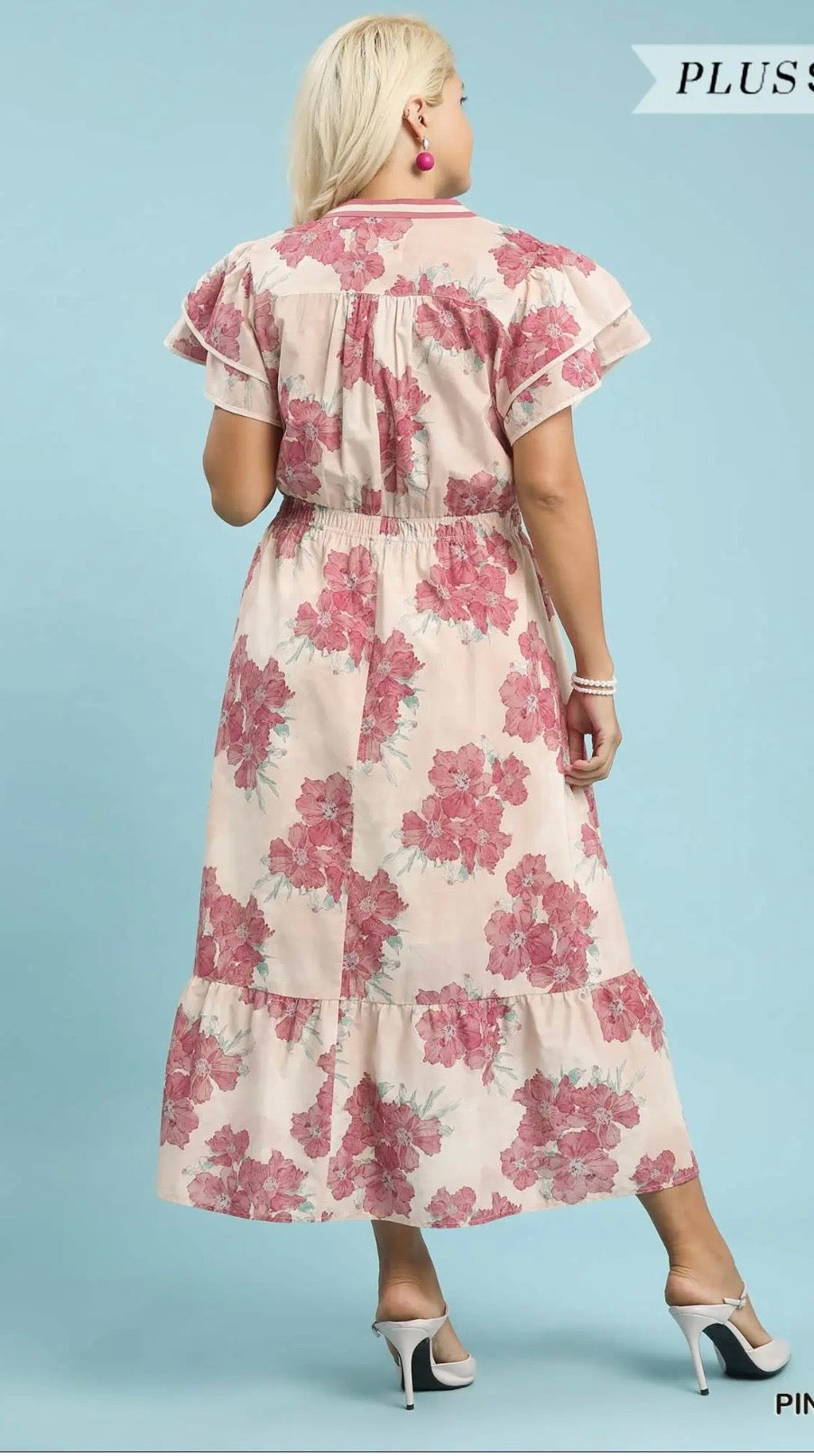 Pretty pink floral dress curvy