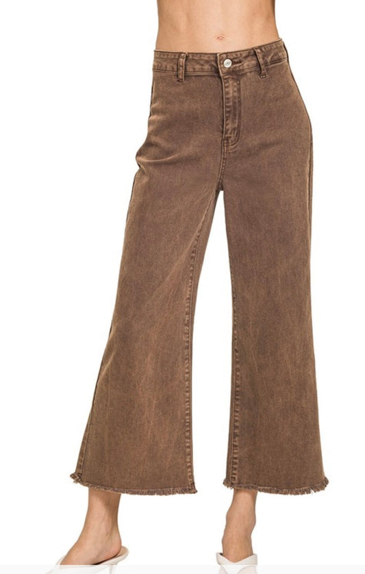 Zenana brown cropped jeans