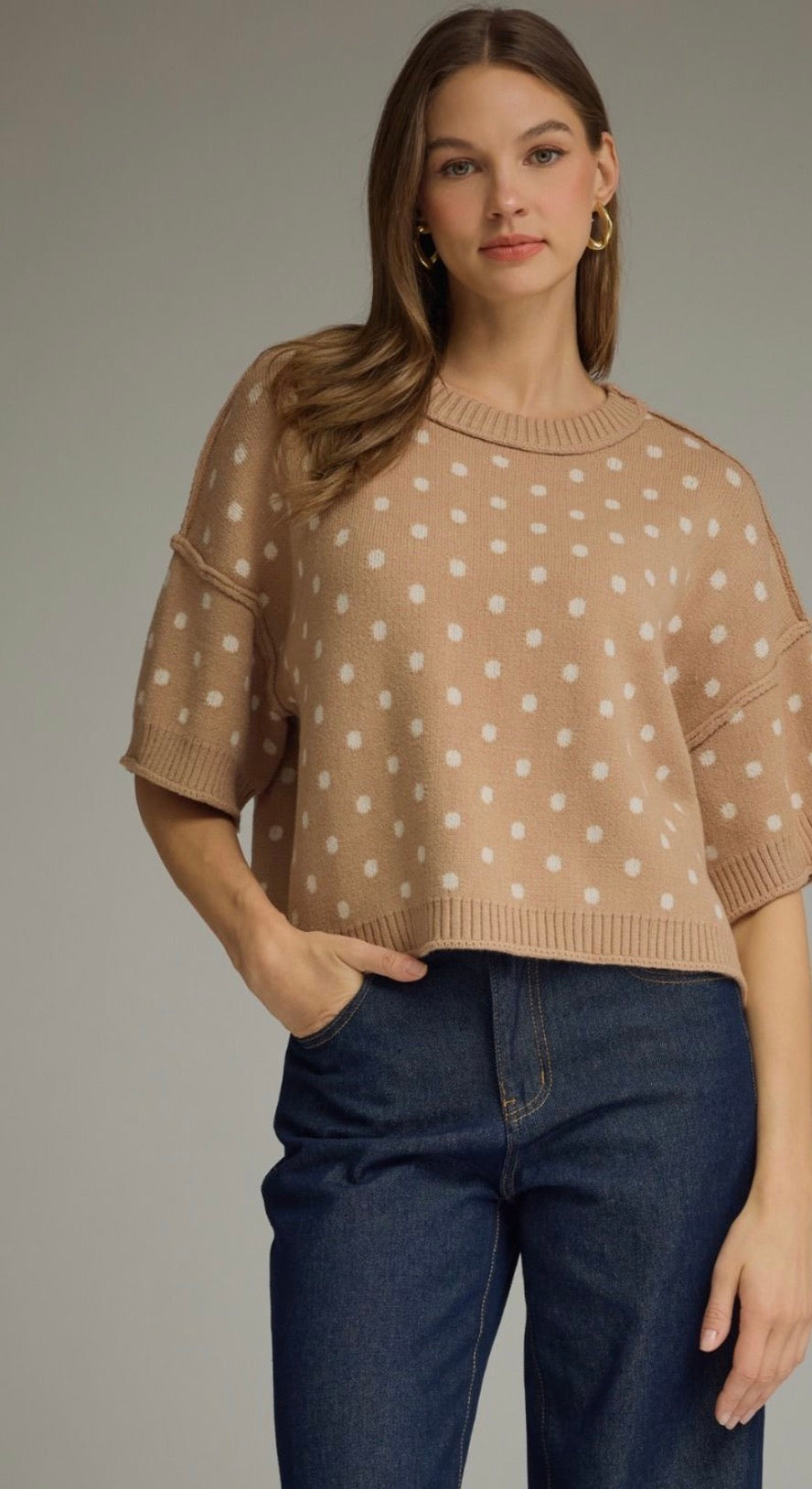 Camel dot sweater