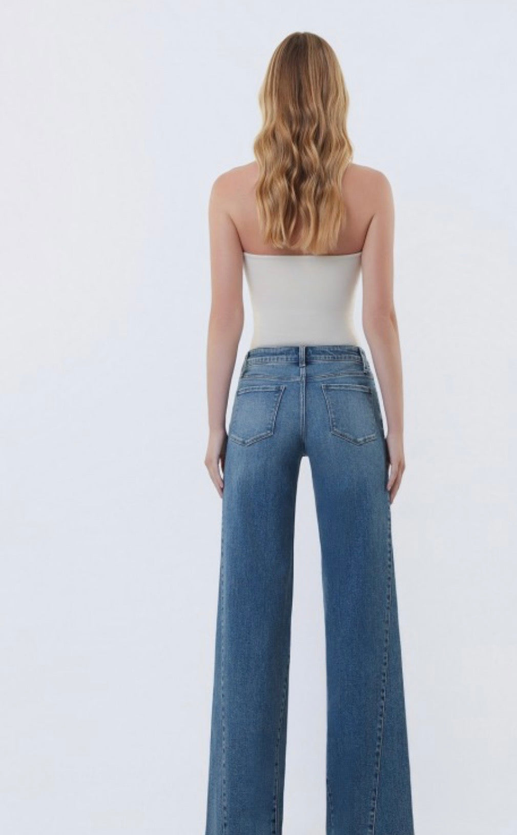 Vervet midrise panel detail wide jeans