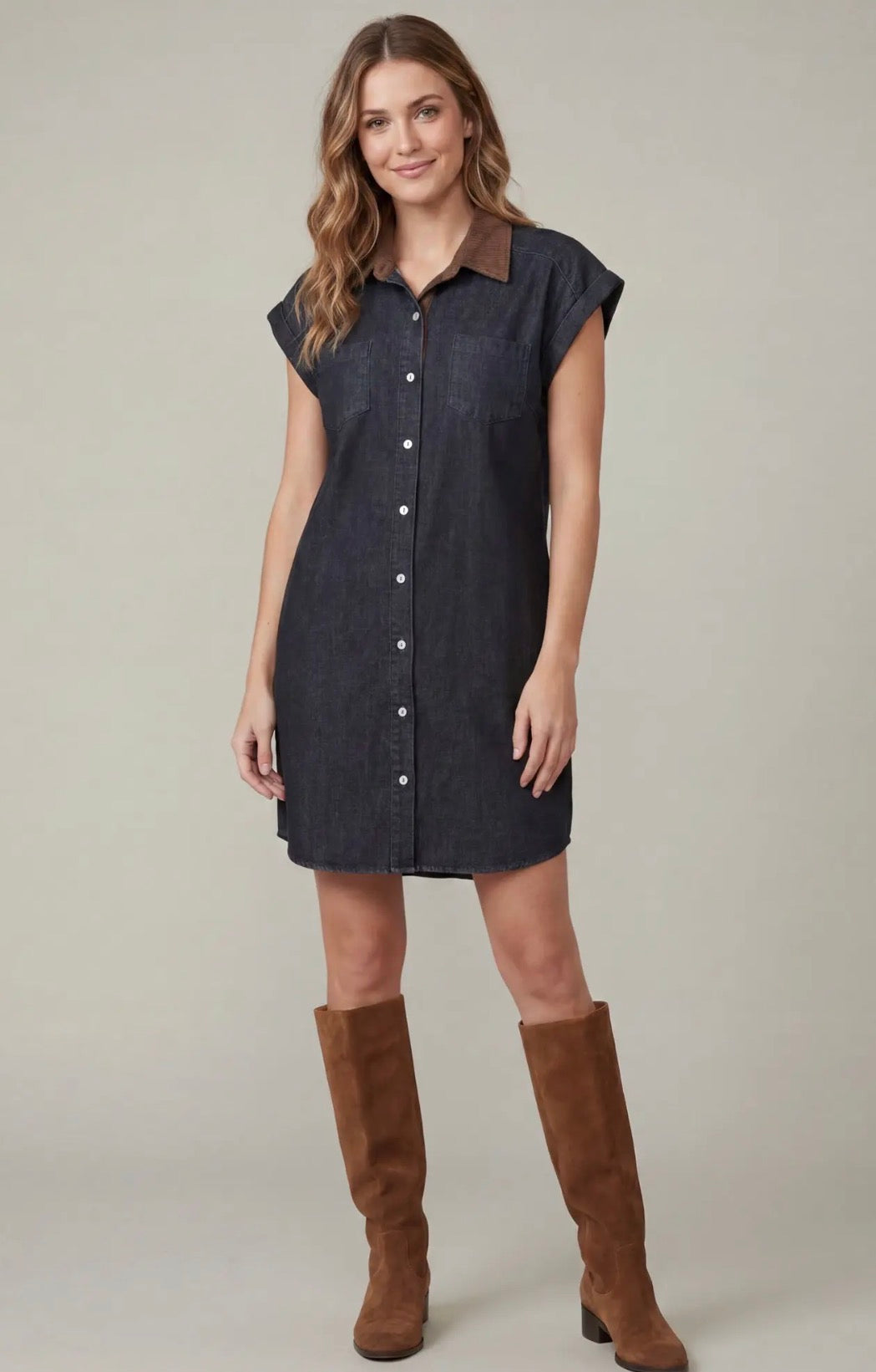 Black denim dress