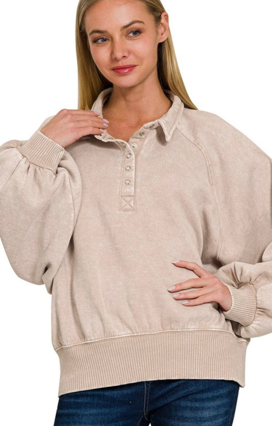 Ash mocha scuba pullover