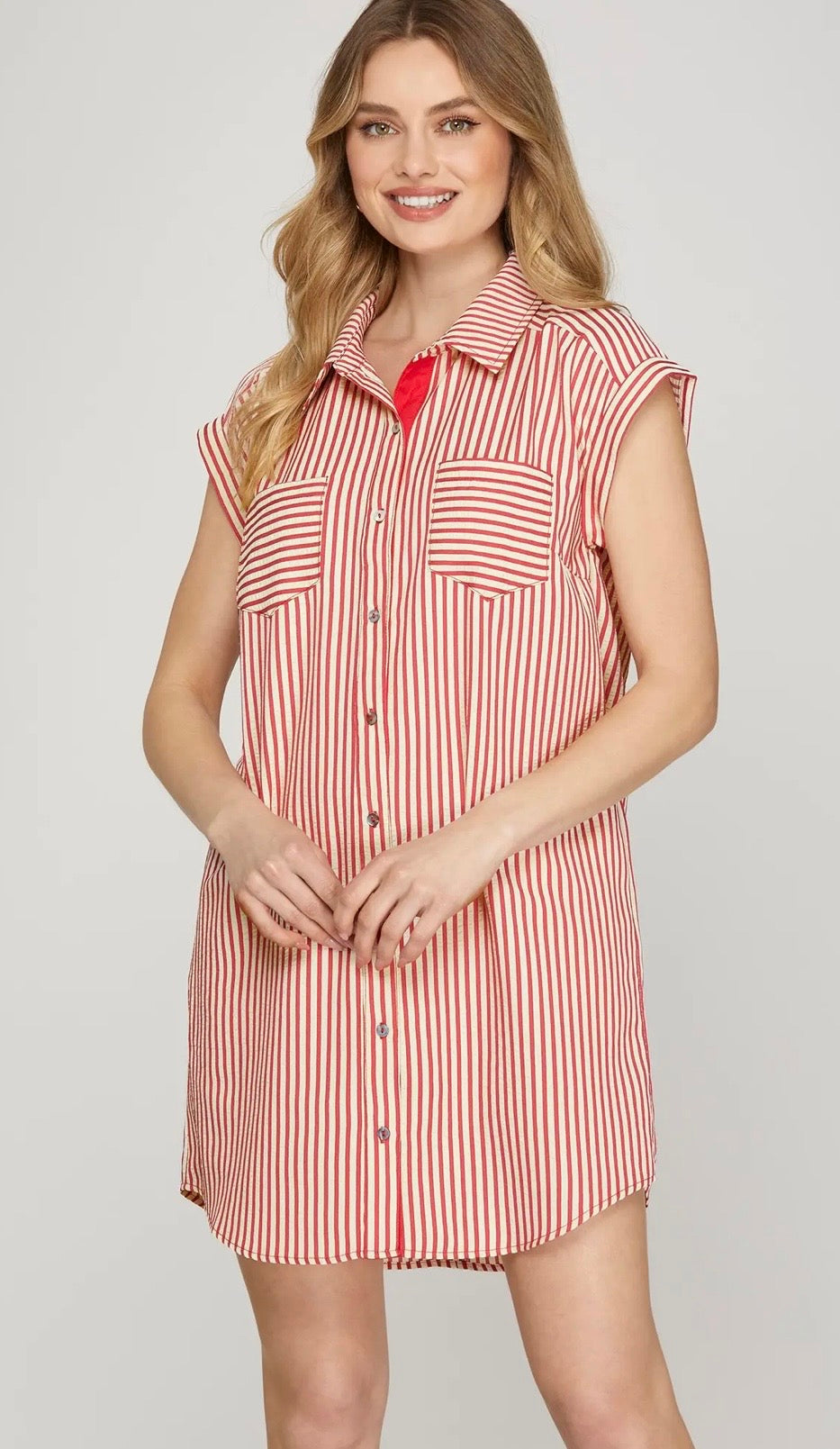 Red stripe dress