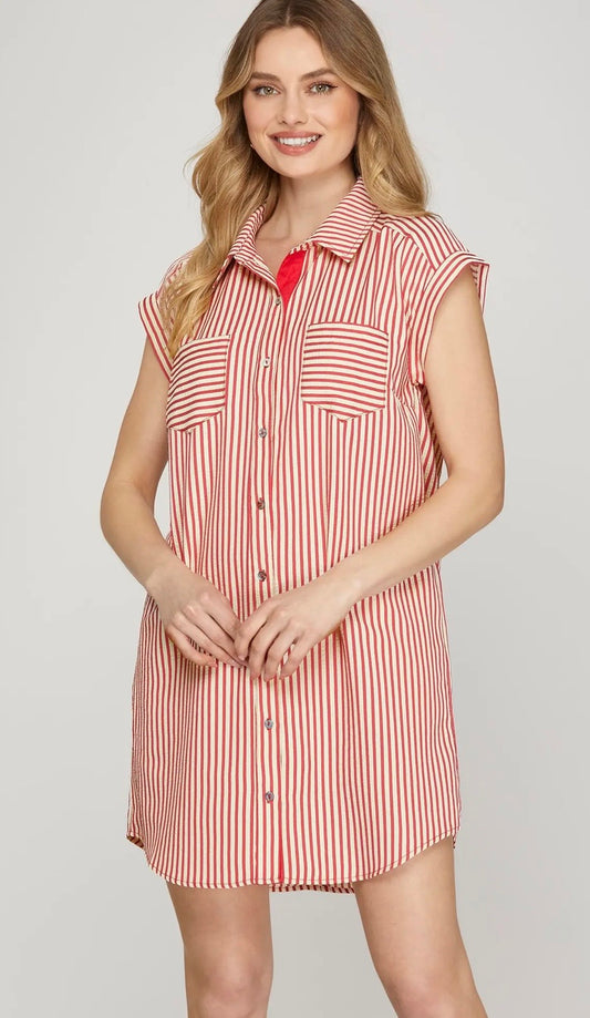 Red stripe dress