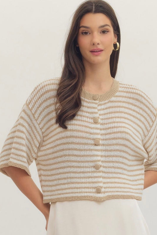 Tinley taupe button sweater