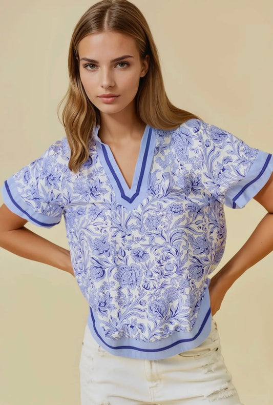 Blue floral top