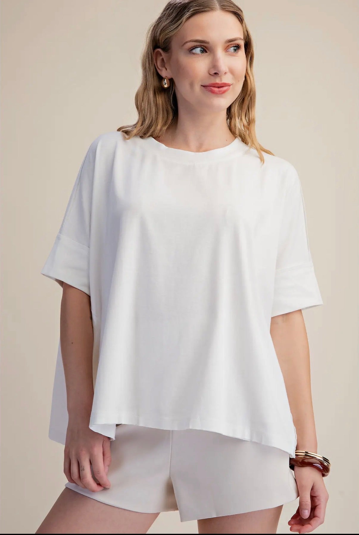 Ivory oversized short sleeve top
