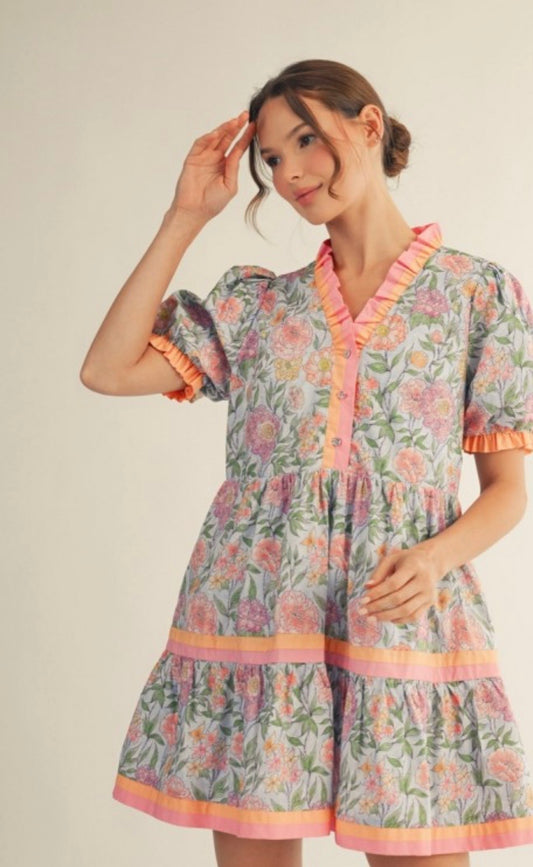 Sky blue floral dress