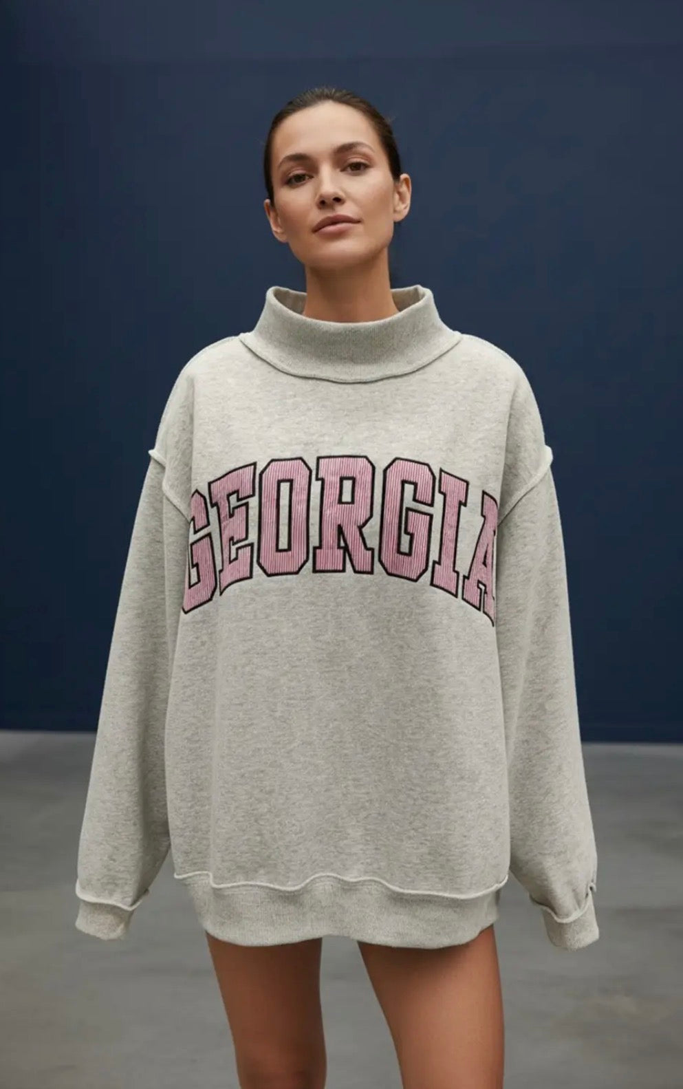 GA embroidered mock neck sweatshirt