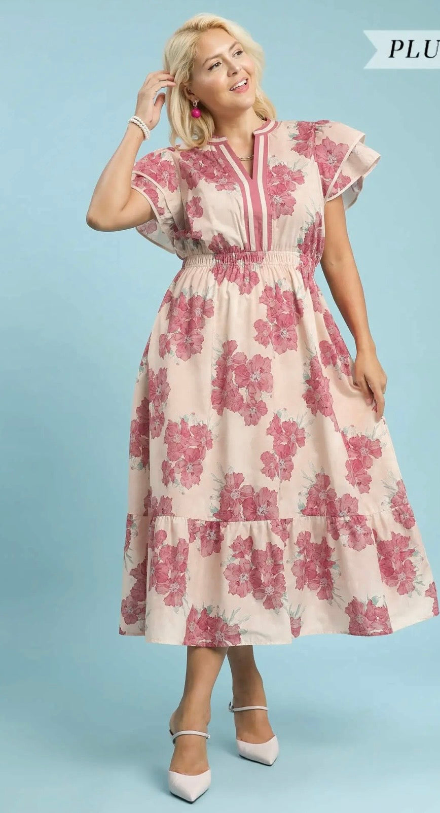 Pretty pink floral dress curvy