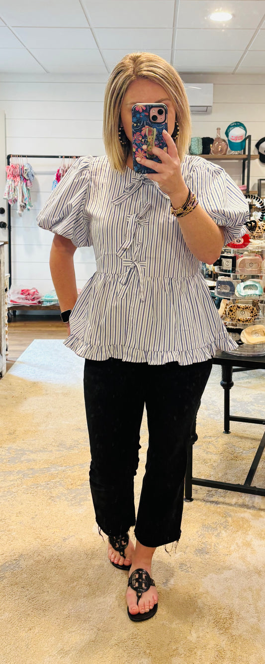Stripe bow top