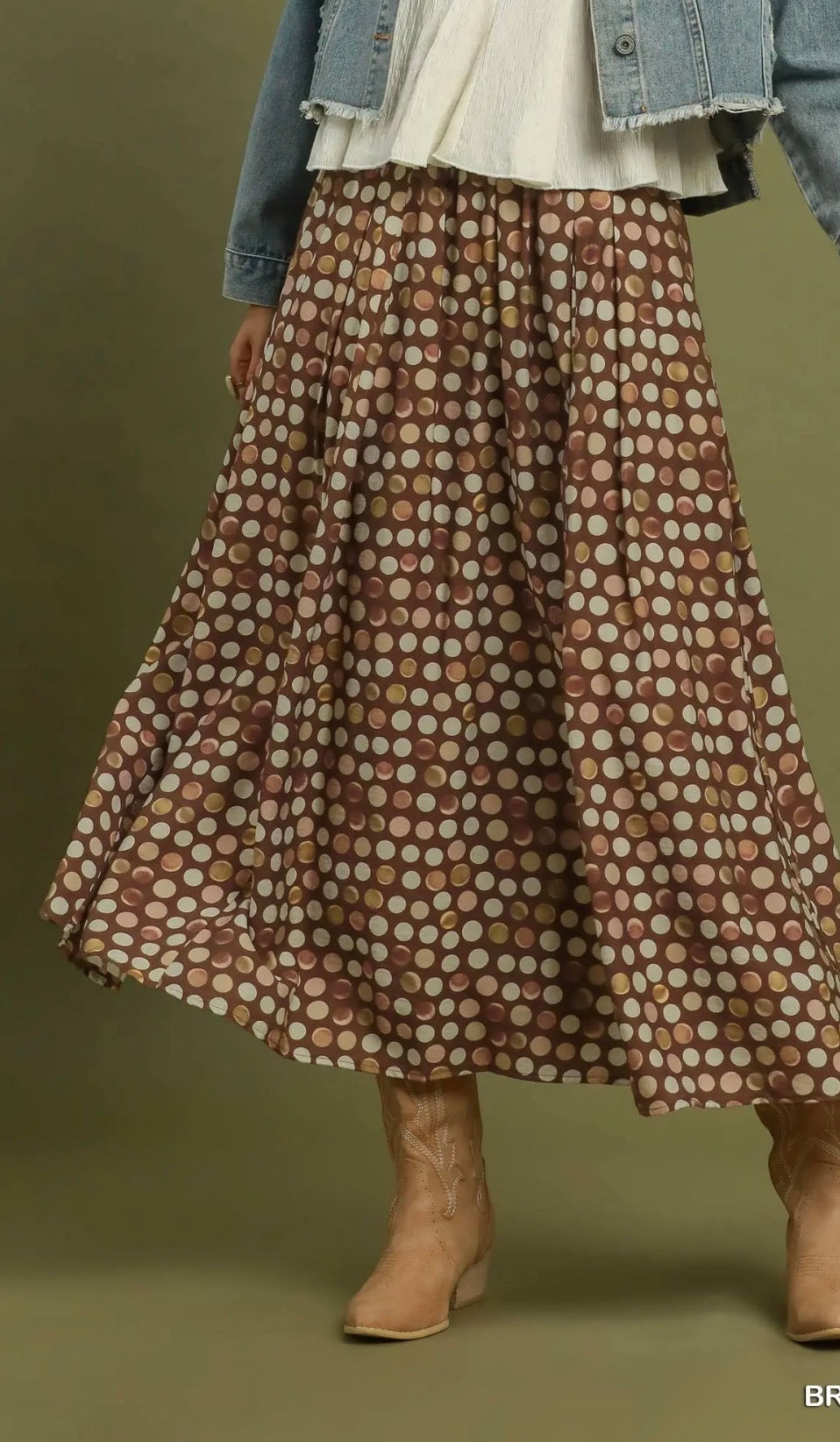 Megan dot maxi skirt