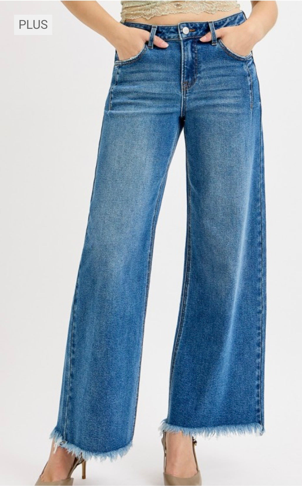 Risen plus slouchy wide leg jeans