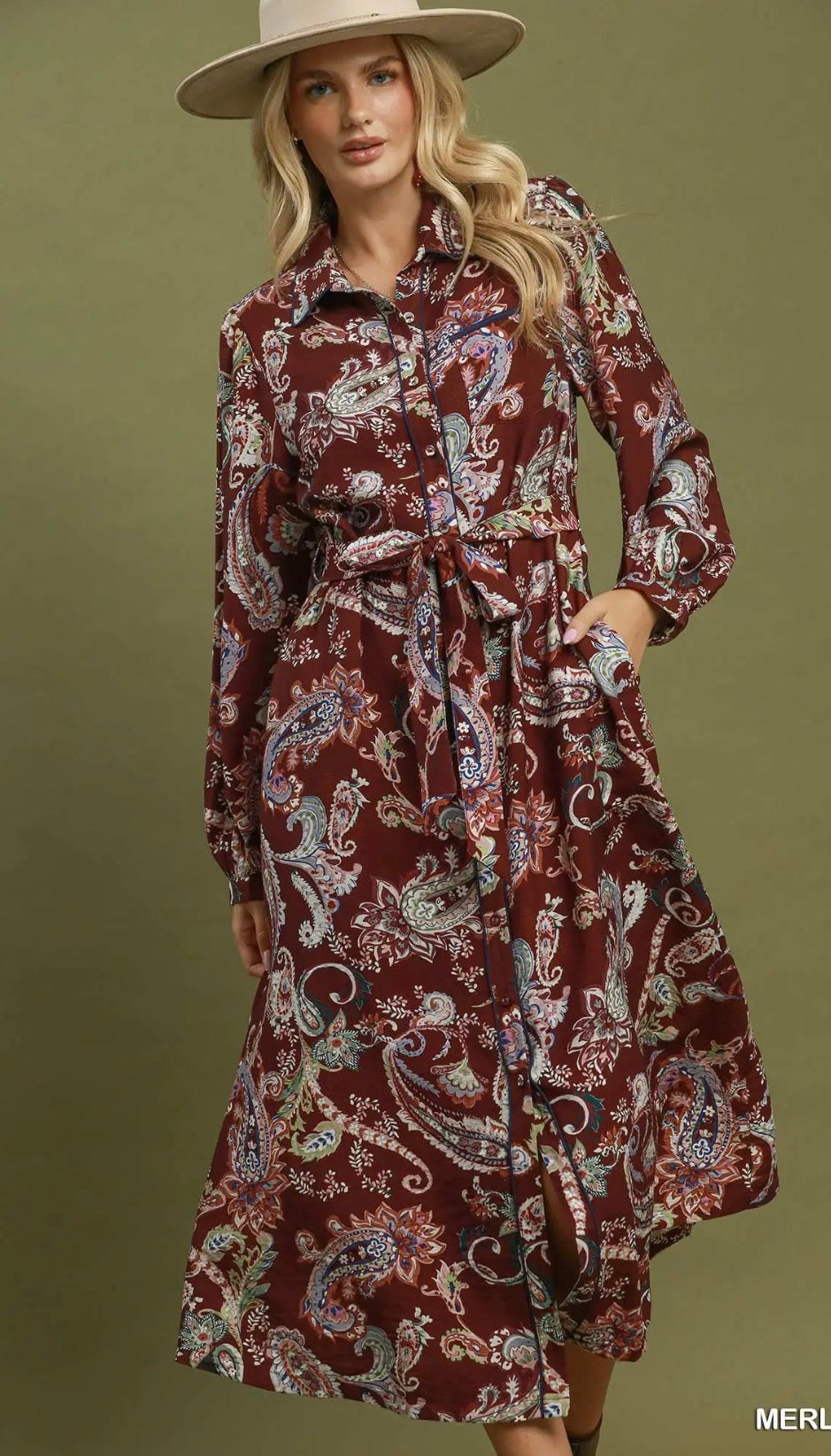Merlot paisley dress