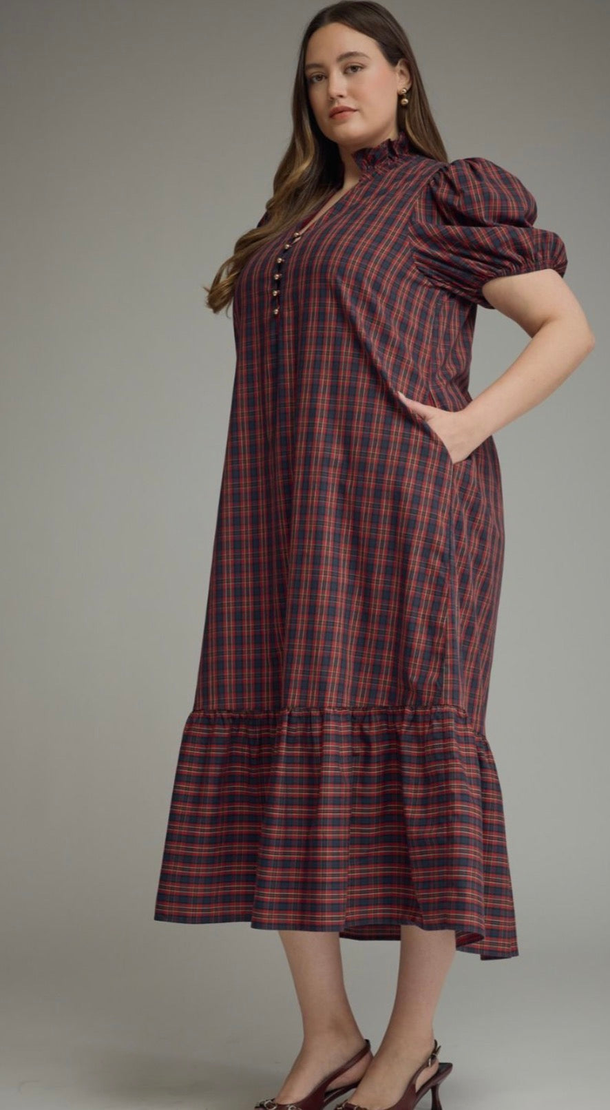 Red plaid dress