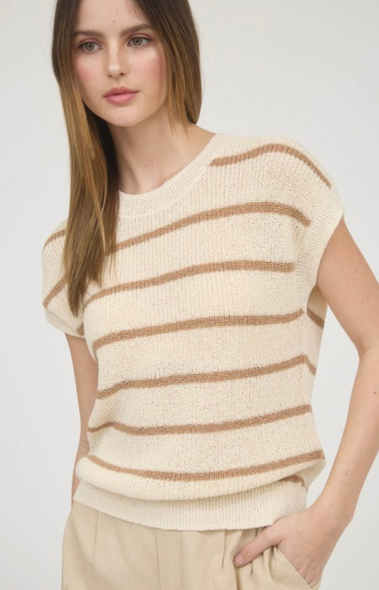 Khaki stripe knit top