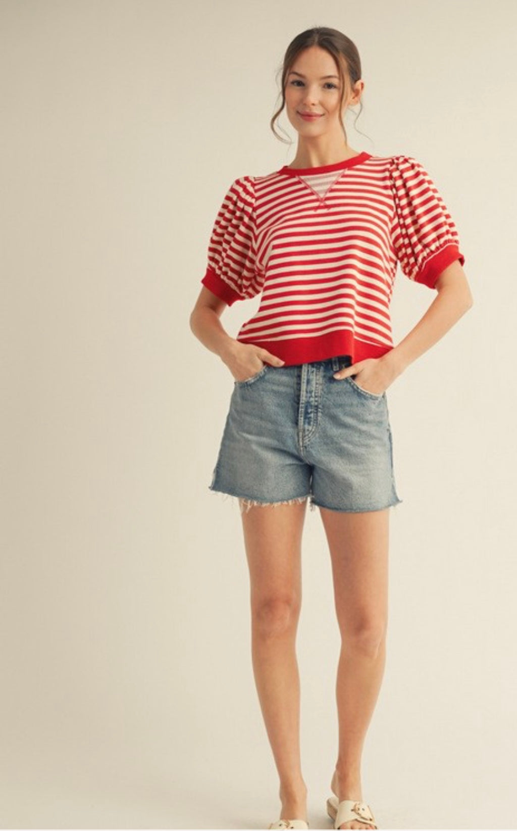 Jordan red stripe top