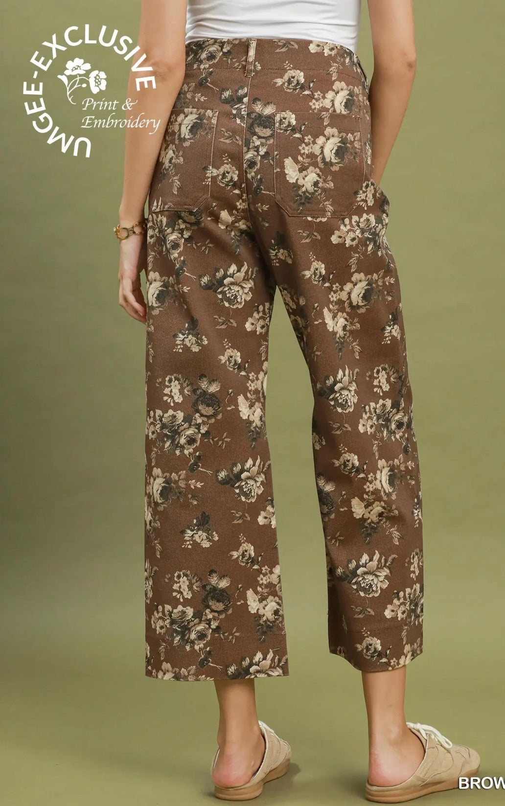 Brown floral pants