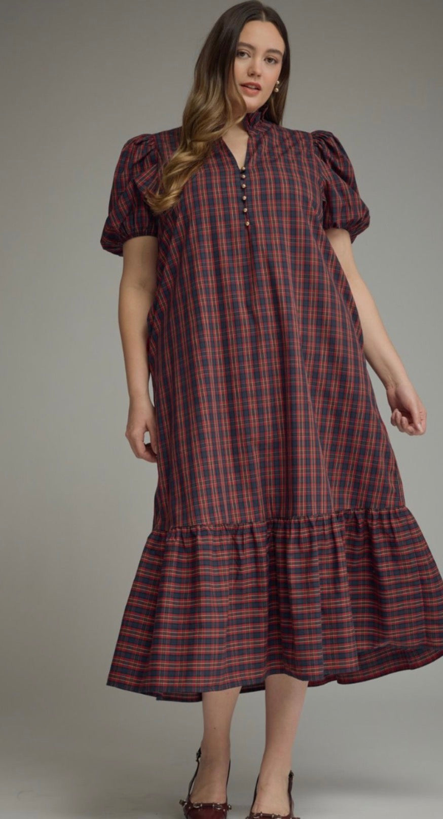 Red plaid dress