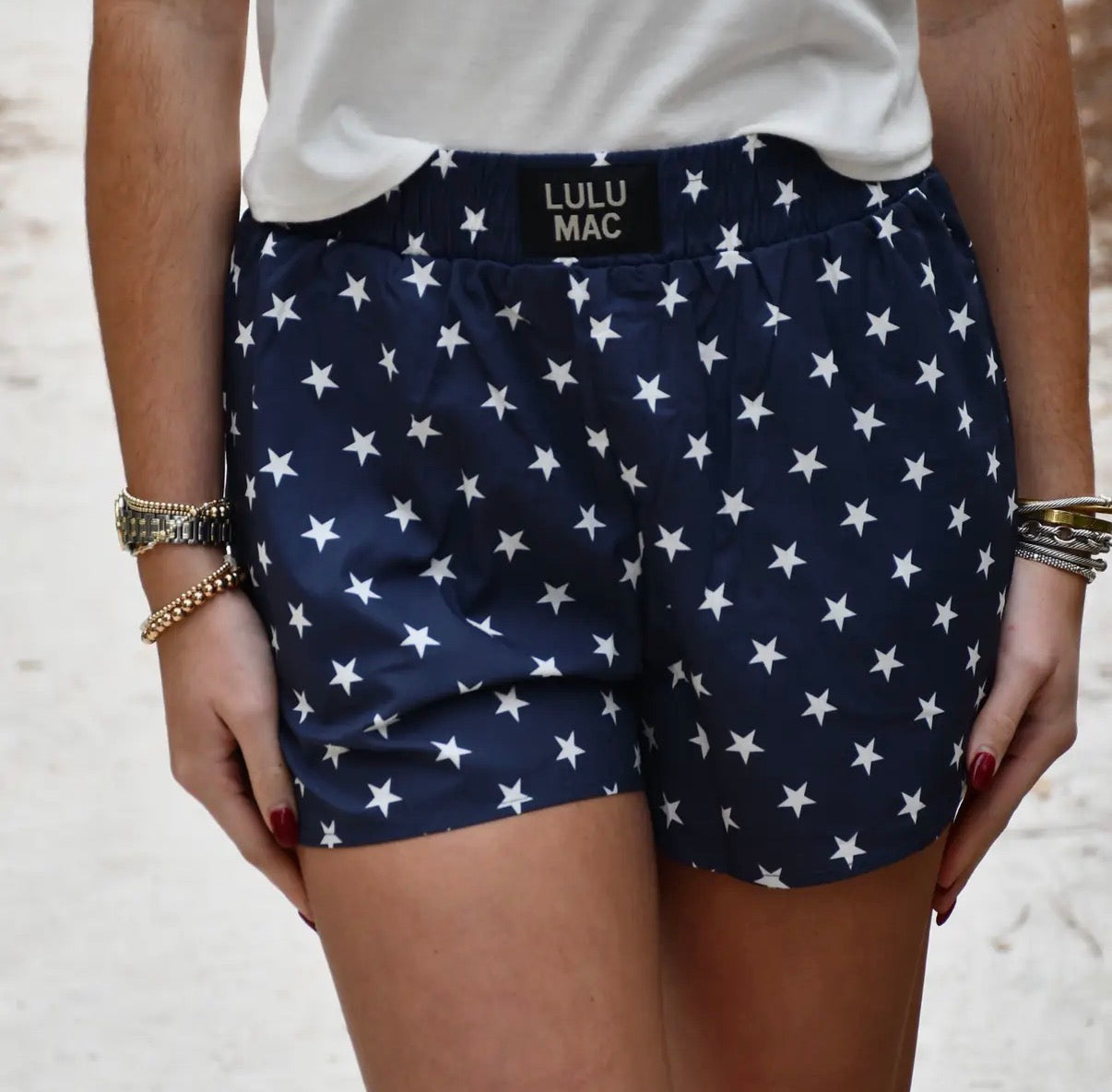 Lulu Mac navy star shorts