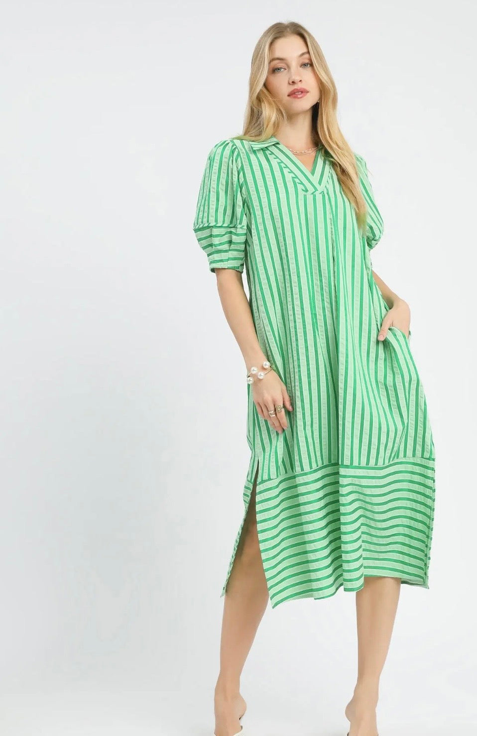 Green stripe dress