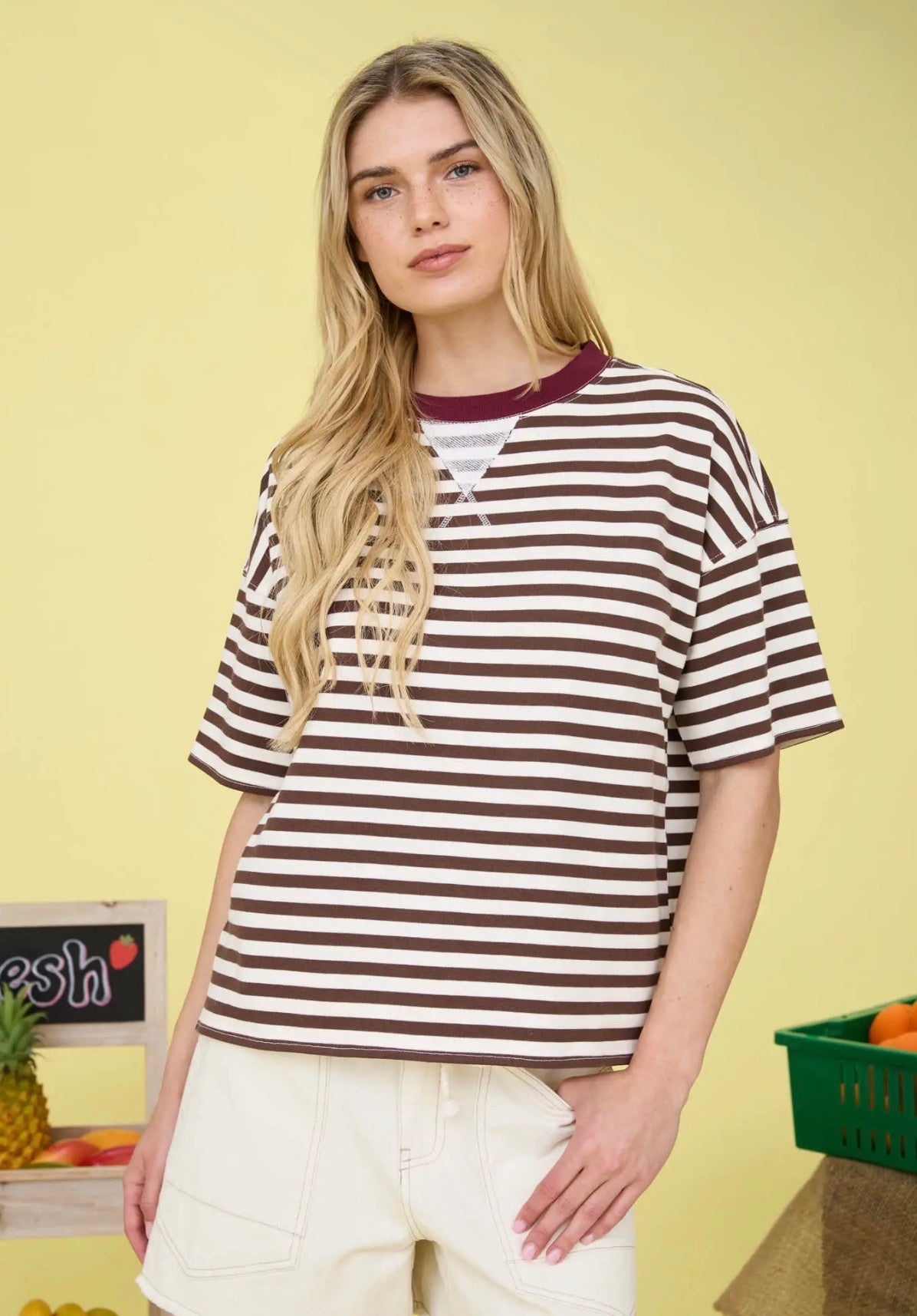 Heather stripe tops