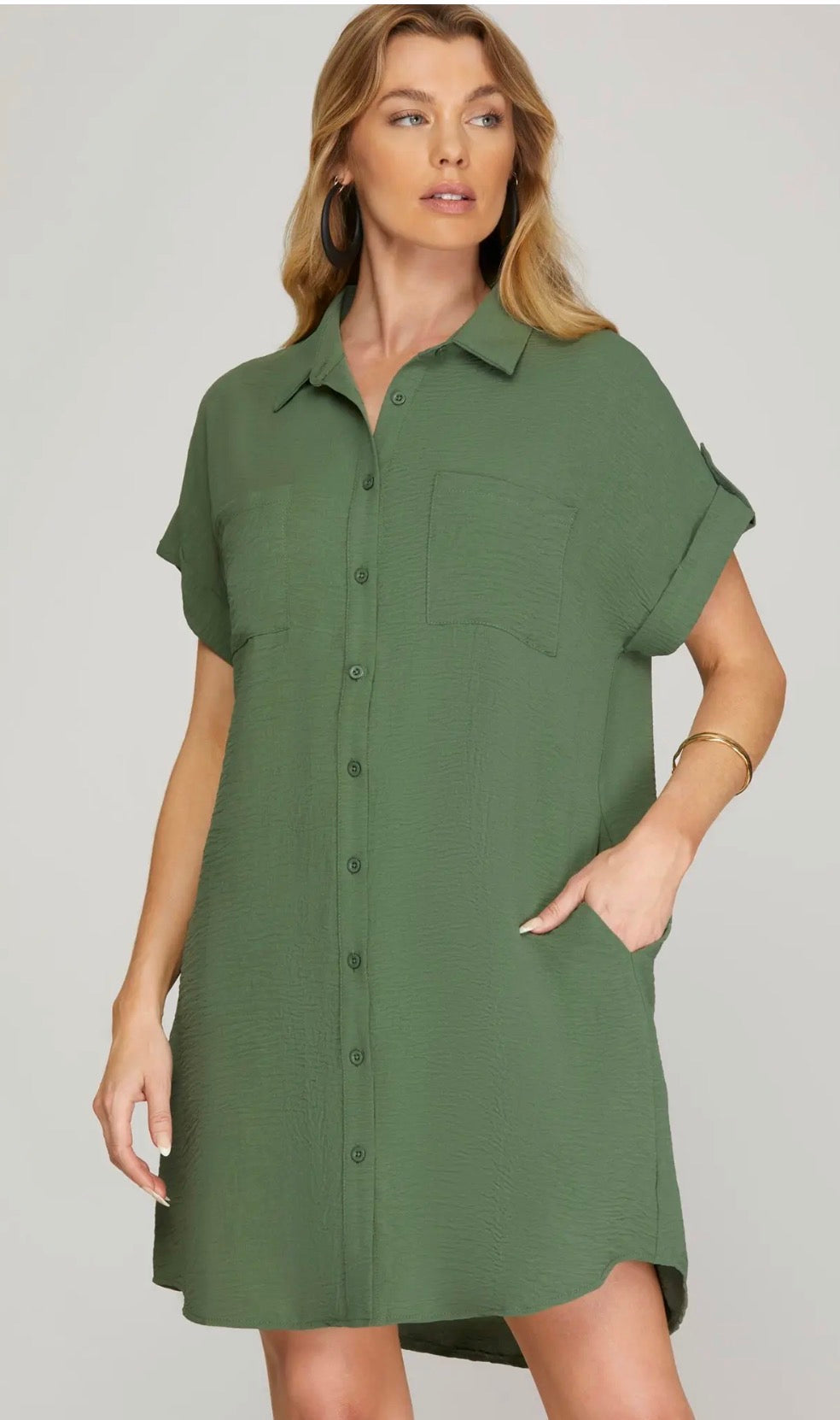 Olive shirt dress