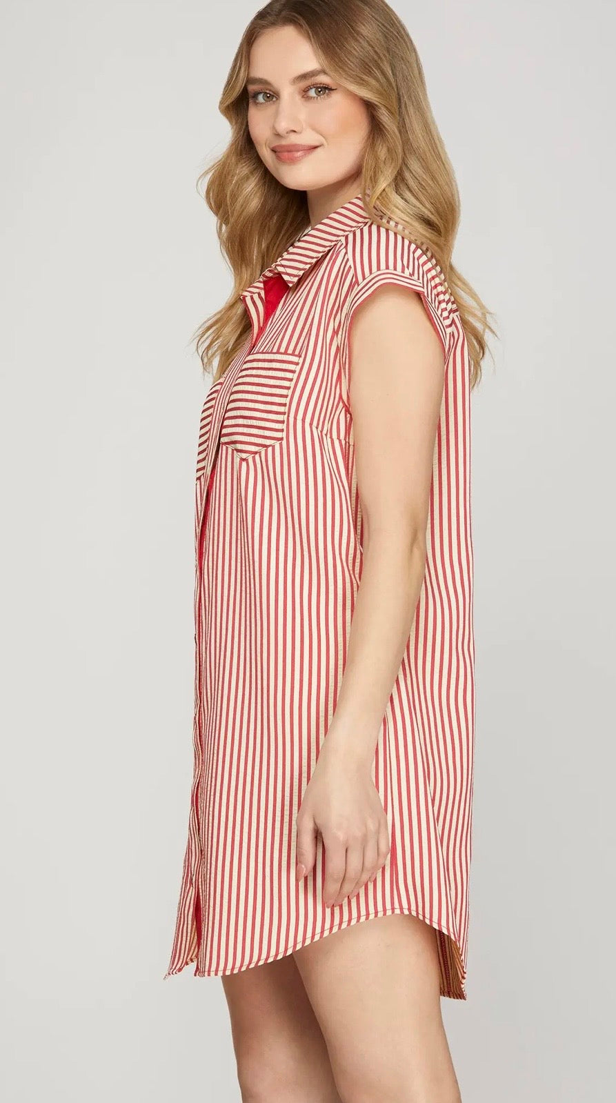Red stripe dress