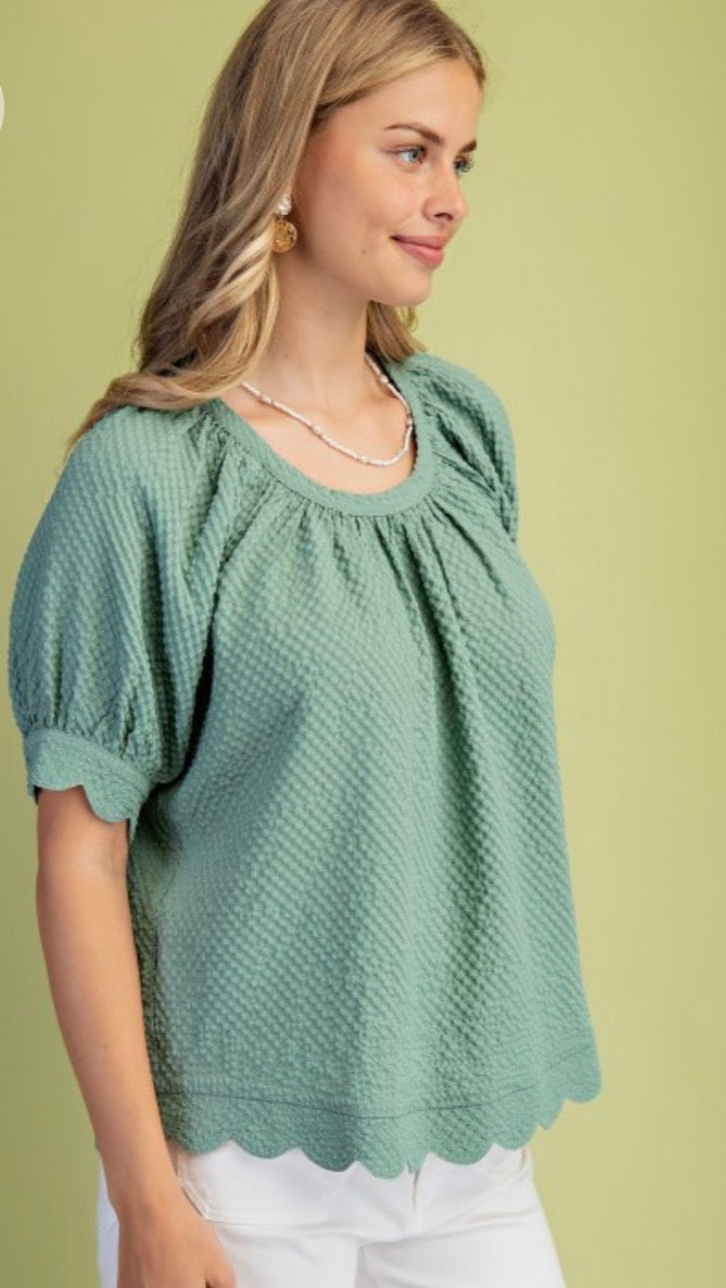 Mint green textured top