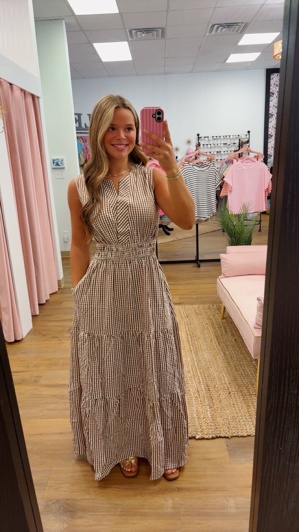 Brown gingham dress