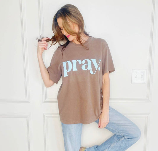Brown/blue pray tee