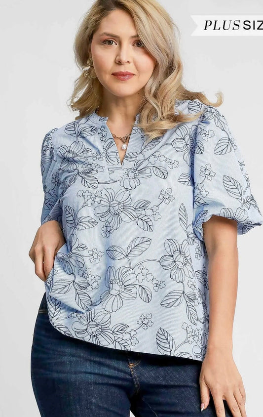 Blue floral top