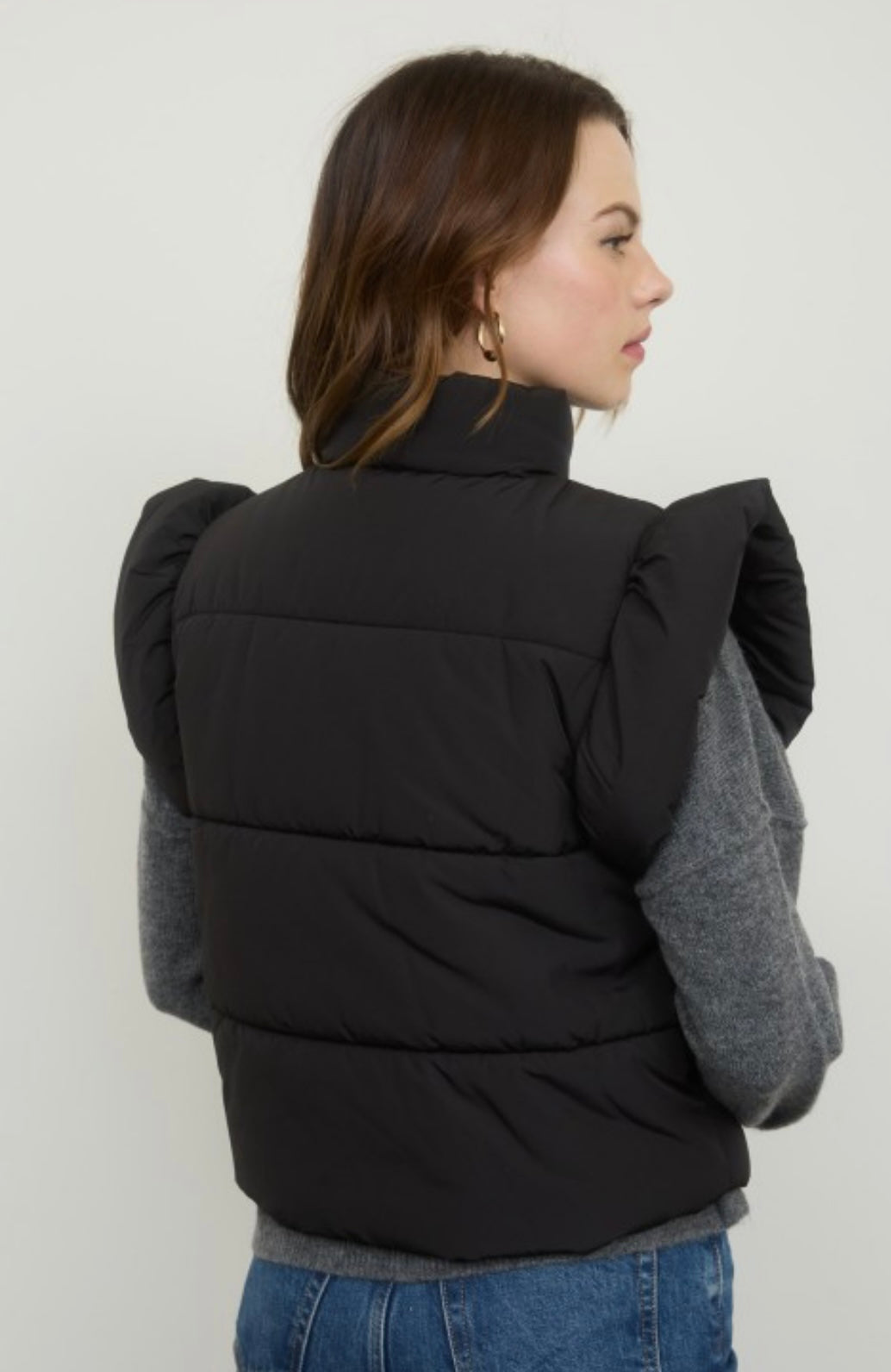 Black puff sleeve vest
