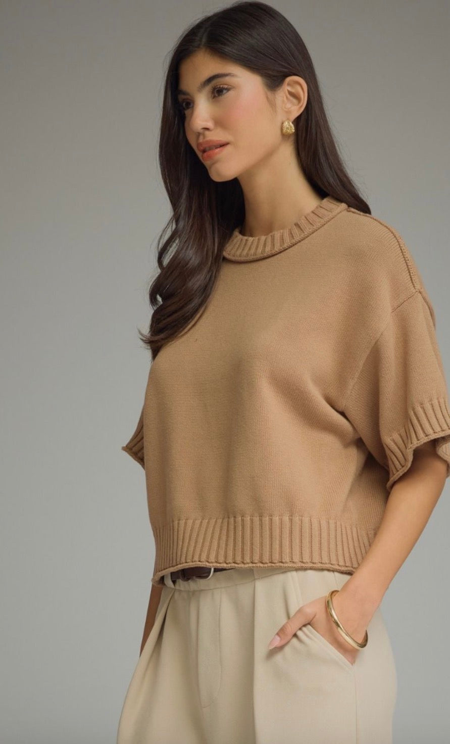 Camel knit sweater