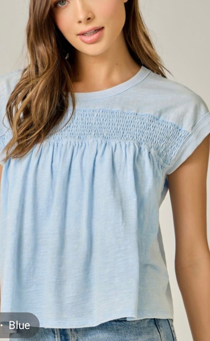 Baby blue mineral washed top