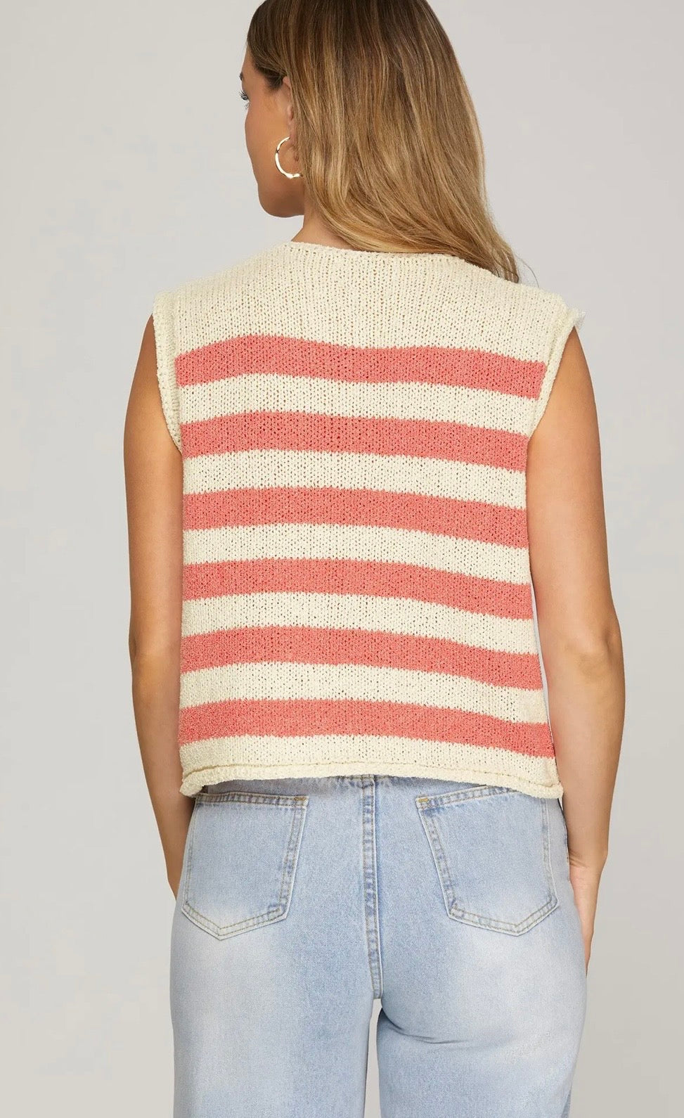 Coral crochet sweater vest